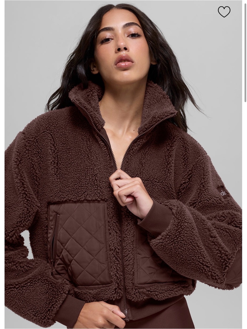 Alo Teddy Sherpa Zip-Up Jacket in Chocolate Brown